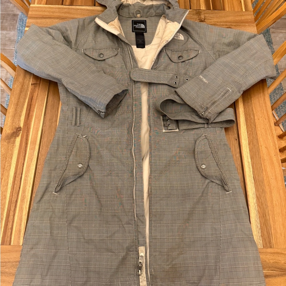 The North Face Women’s Gray Plaid Trench Coat Jacket